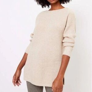 Loft Ribbed-Knit Wool-Blend Tunic Sweater
